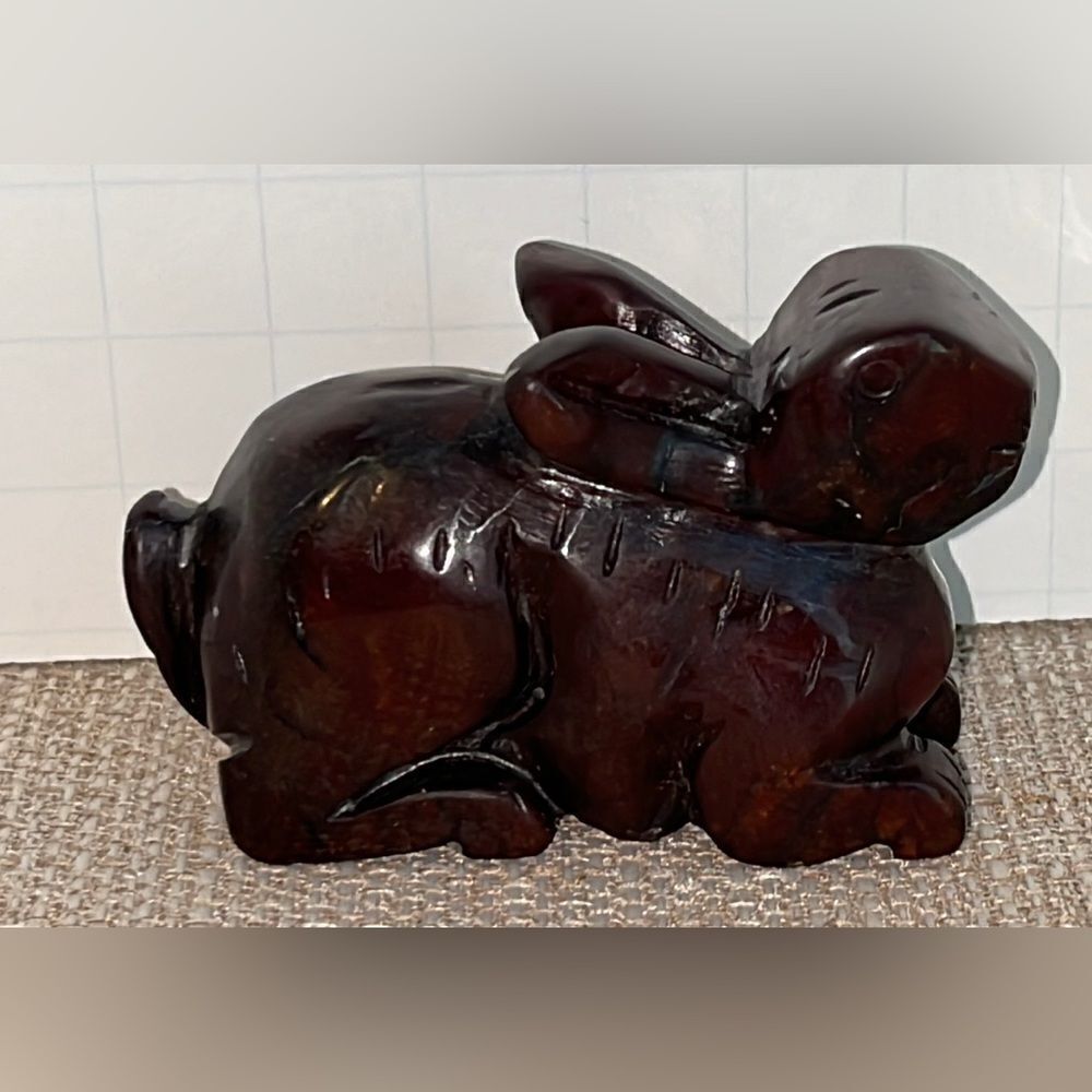 Vintage hand carved rabbit bunny hare figurine natural stone yoga Chinese Zodiac - Picture 11 of 12
